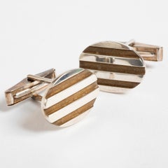 Tiffany & Co Cufflinks, Oval Design, Sterling Silver, Box/Instructions, 1995.