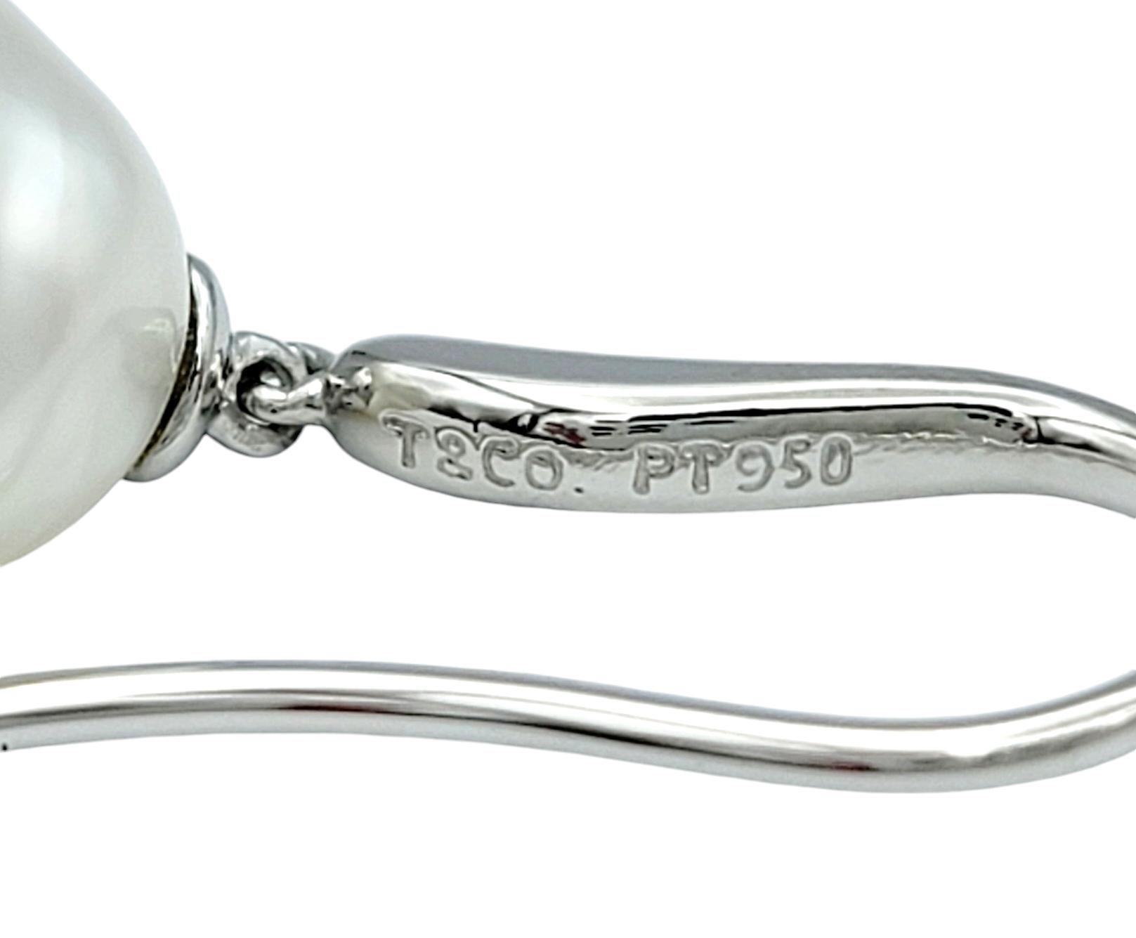 Tiffany & Co. Cultured Freshwater Baroque Pearl Drop Earrings Set in Platinum In Good Condition In Scottsdale, AZ
