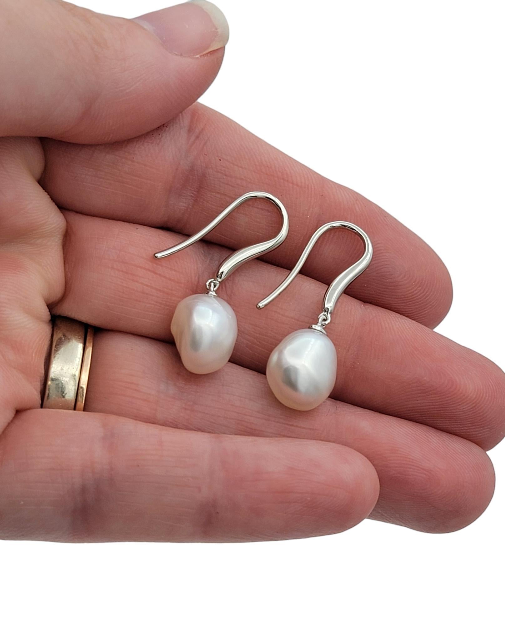 Women's Tiffany & Co. Cultured Freshwater Baroque Pearl Drop Earrings Set in Platinum