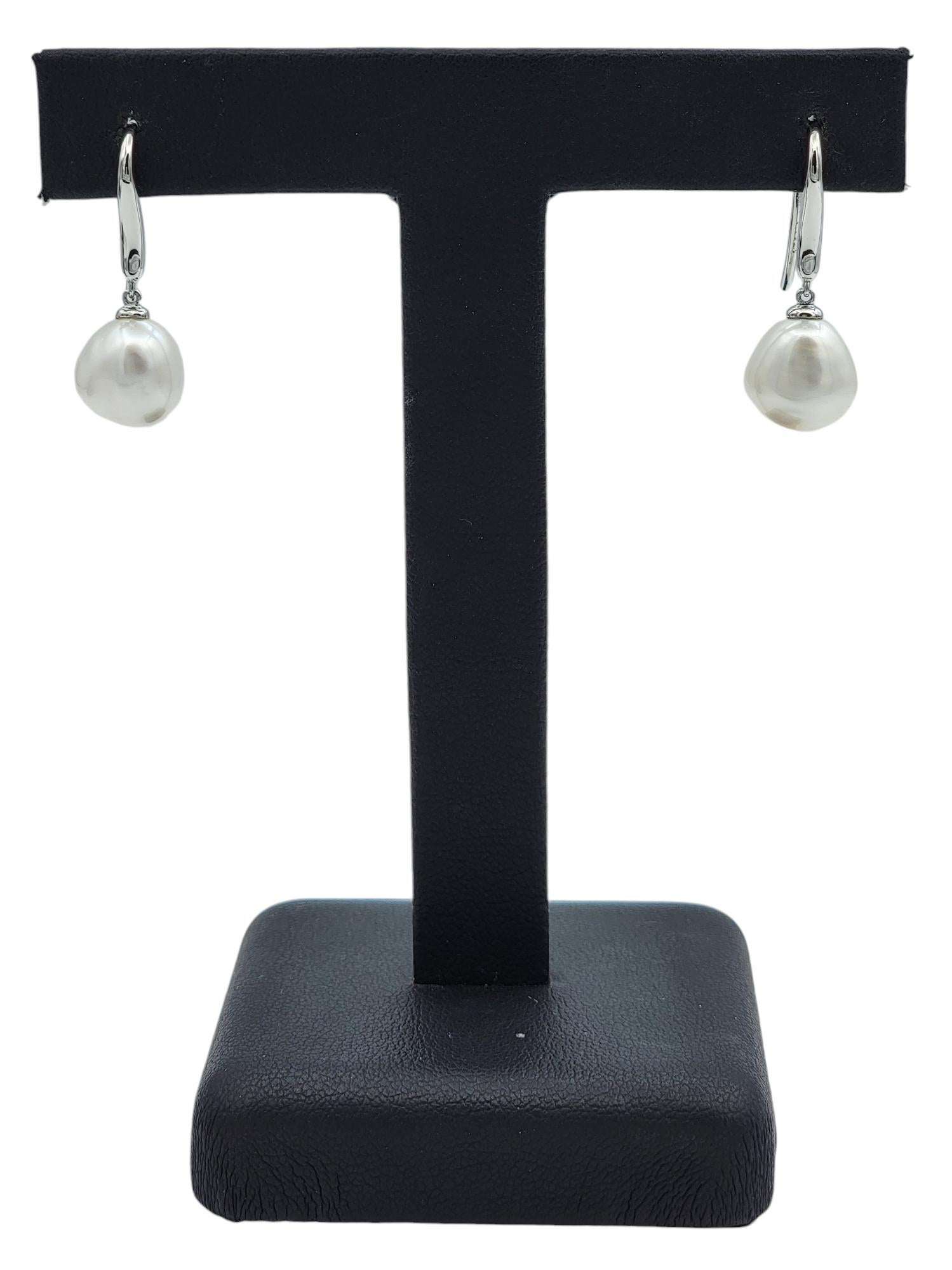 Tiffany & Co. Cultured Freshwater Baroque Pearl Drop Earrings Set in Platinum 1