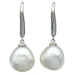 Tiffany & Co. Cultured Freshwater Baroque Pearl Drop Earrings Set in Platinum