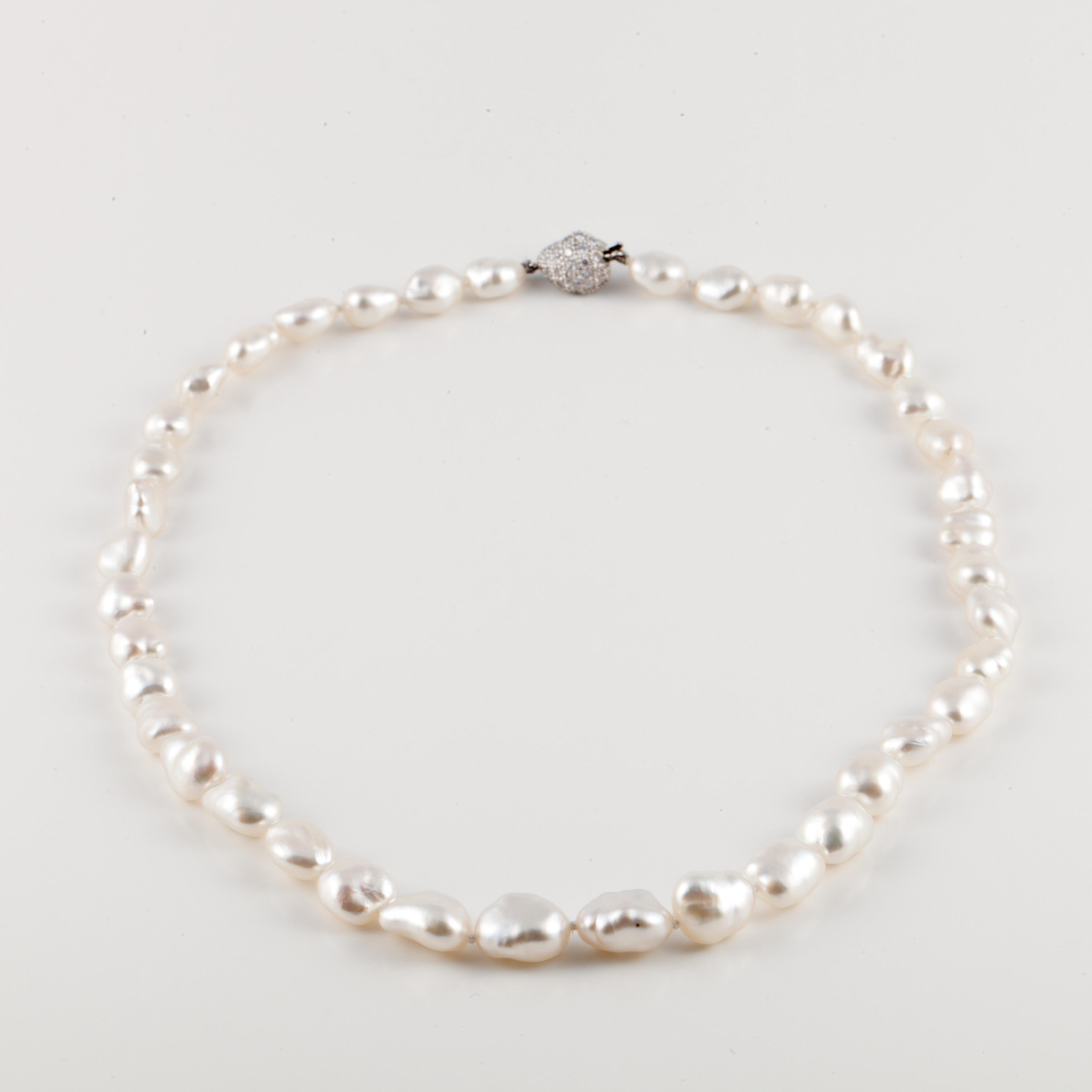 Tiffany & Co. Cultured Keshi Pearl Platinum Necklace In Excellent Condition In Houston, TX