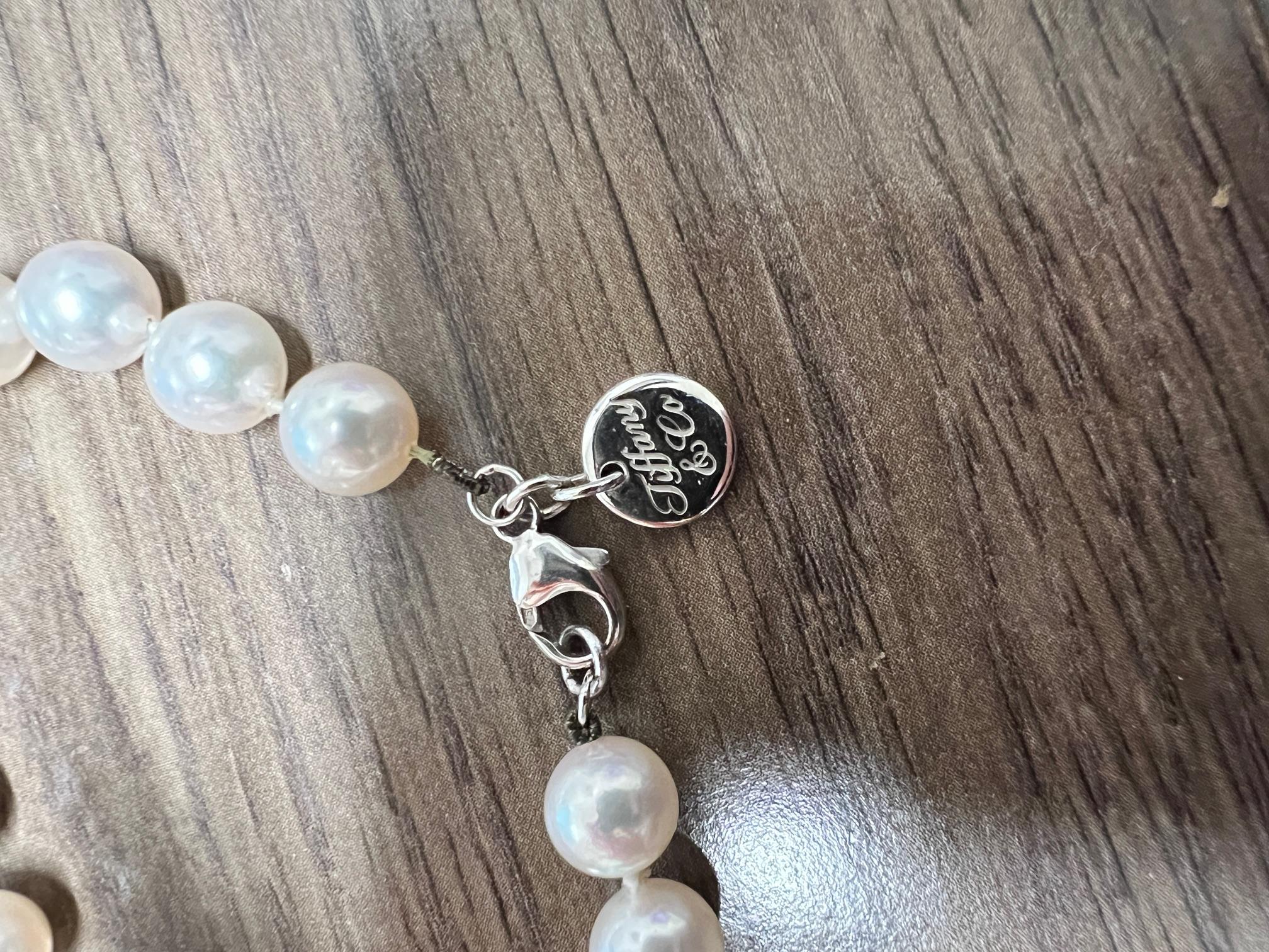 Tiffany & Co. Cultured Pearl 18 Karat White Gold Necklace  3