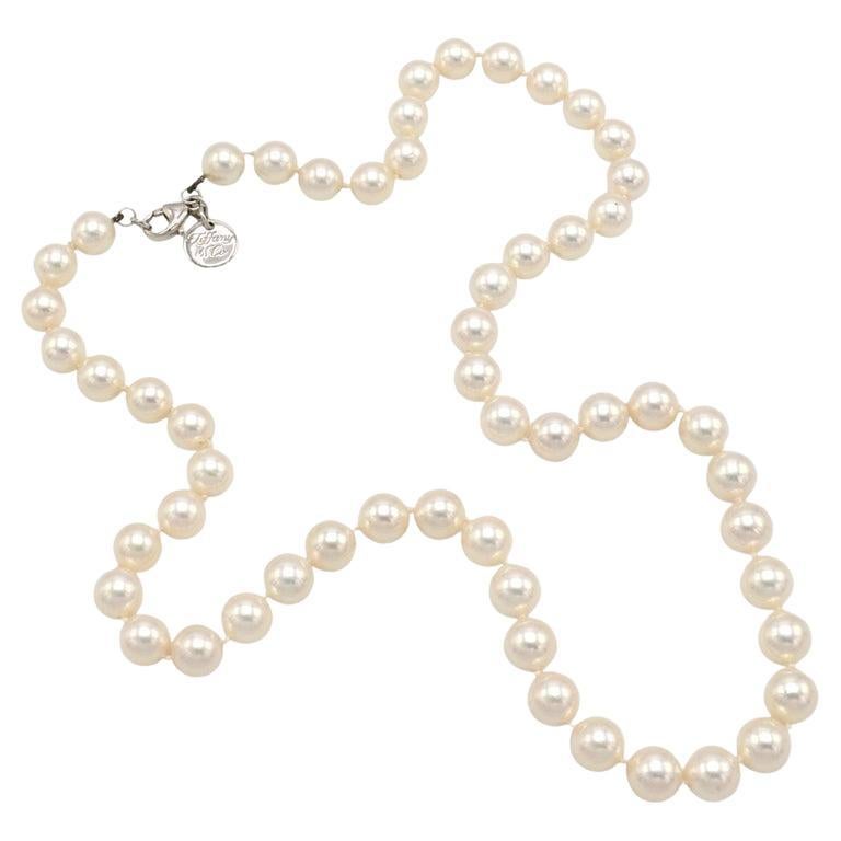Tiffany and Co. Cultured Pearl 18 Karat White Gold Necklace For Sale at ...