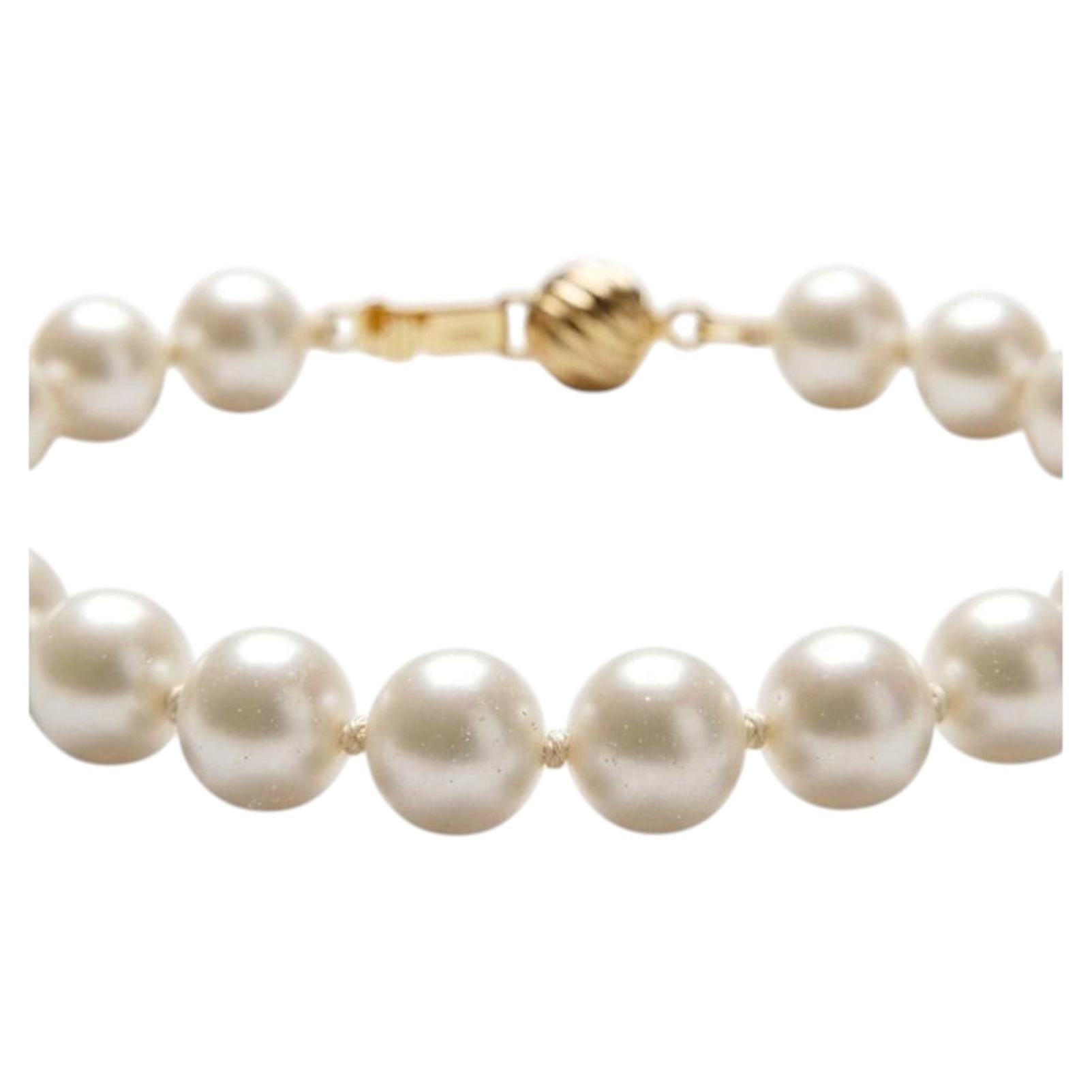 Tiffany & Co. Cultured Pearl Bracelet with 14K Gold Clasp Classic Elegant 7 Inch