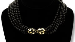 Tiffany & Co. Cummings 18K Gold Black Jade Positive Negative Torsade Necklace