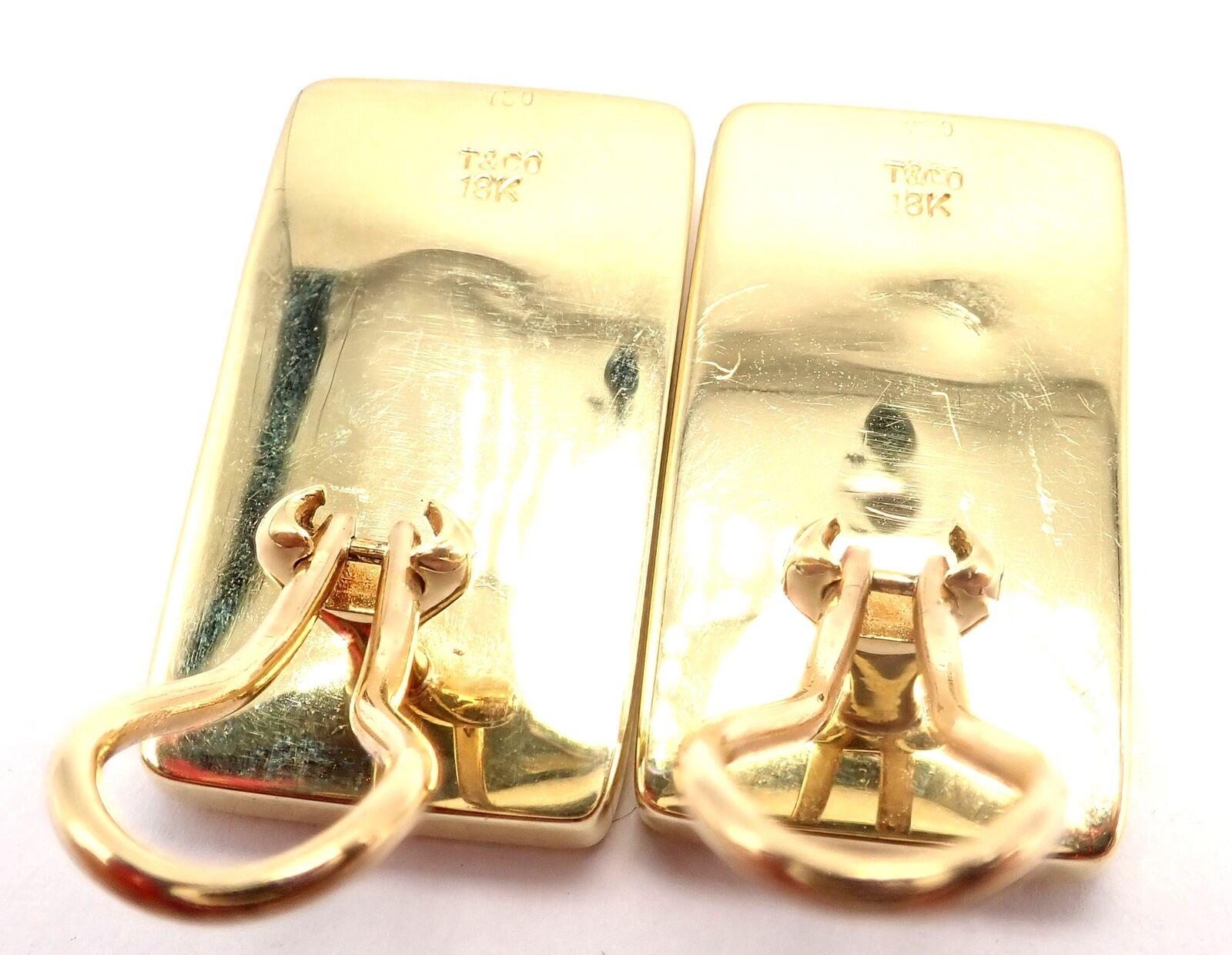 Uncut Tiffany & Co Cummings Inlaid Black Jade Mother Of Pearl Gold Domino Earrings For Sale