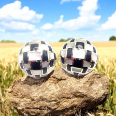 Pendientes Tiffany &Co Cummings de madreperla y jade negro en damero de oro grandes