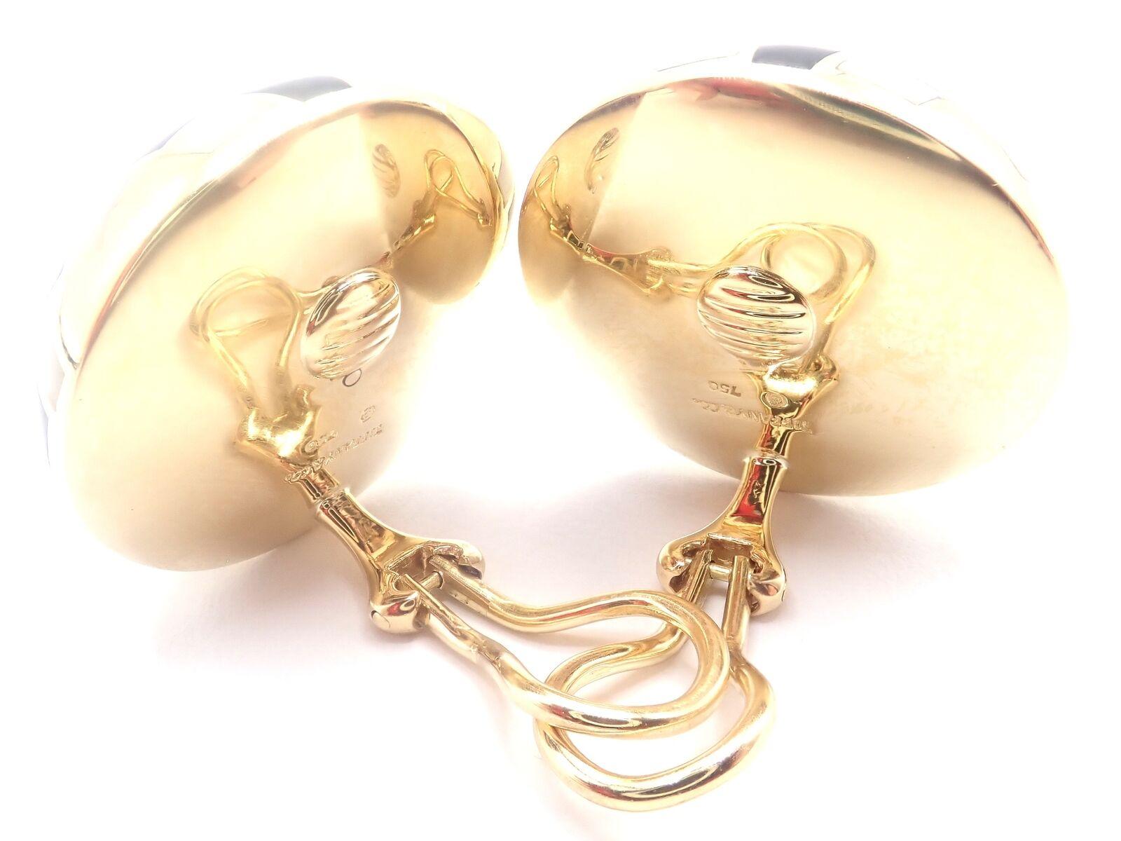 Tiffany &Co Cummings Mother of Pearl Black Jade Checkerboard Gold Large Earrings For Sale 1