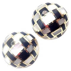 Pendientes Tiffany &Co Cummings de madreperla y jade negro en damero de oro grandes