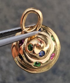 Tiffany & Co. Cupcake Charm 18k Yellow White Gold Gemstone Sprinkles 5.2g Rare