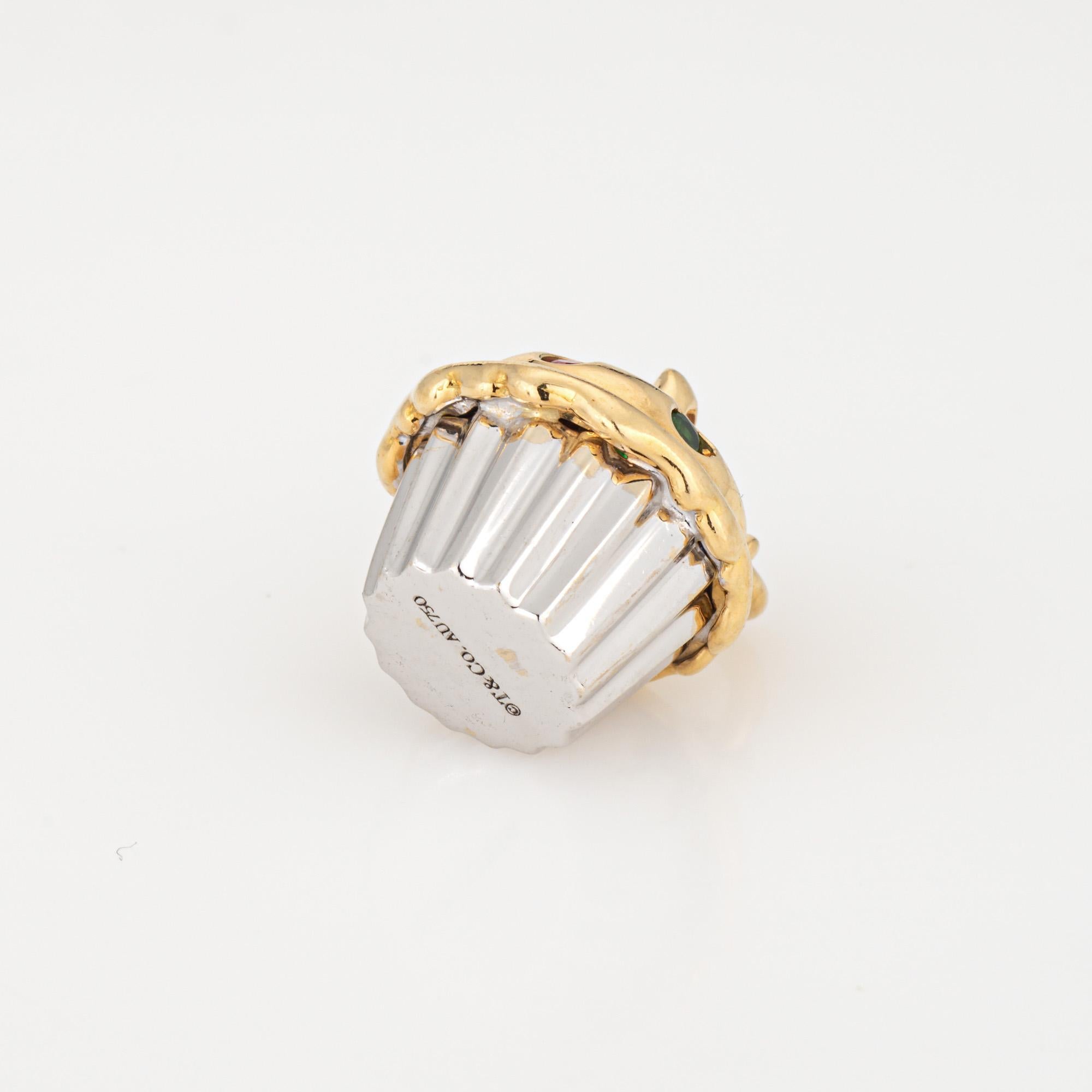 Round Cut Tiffany & Co Cupcake Charm Gemstone 18k Gold Pendant Estate Signed Jewelry
