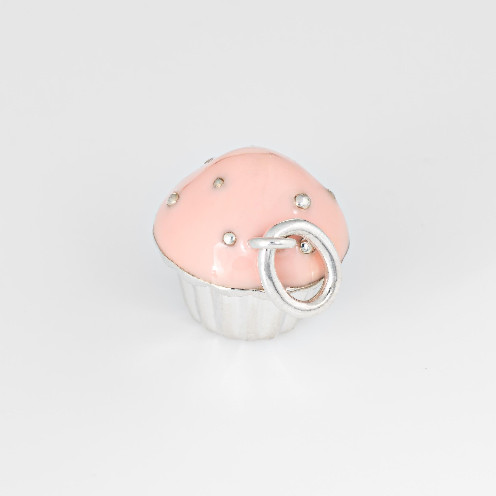 Enamel Cupcake Charm In Sterling Silver 