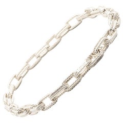 Vintage Tiffany & Co. Curb Link Silver Necklace and Bracelet Set
