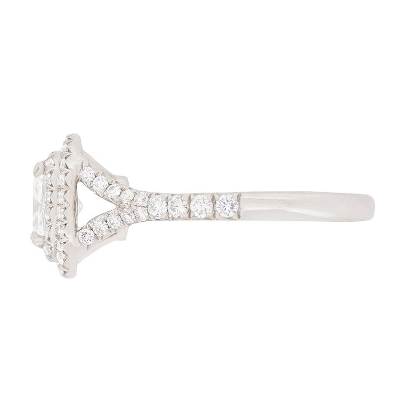 Tiffany & Co. Cushion Cut Diamond Double Halo Soleste Ring In Excellent Condition In London, GB