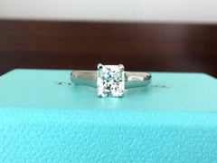 Tiffany & Co. Cushion Cut Platinum and Diamond Engagement Ring .83 Carat