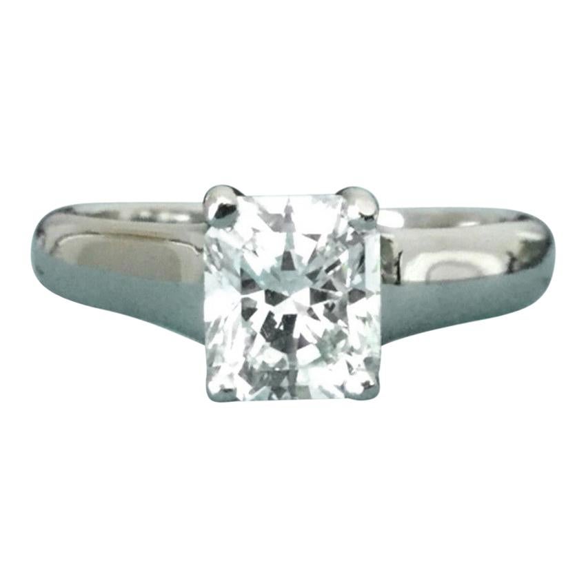 Tiffany 
Co. Cushion Cut Platinum and Diamond Engagement Ring .83 Carat For Sale