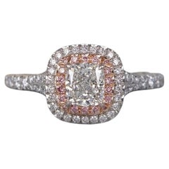 Tiffany & Co. Cushion Diamond and Pink Diamond Halo Ring