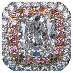 Tiffany & Co. Cushion Diamond and Pink Diamond Halo Ring
