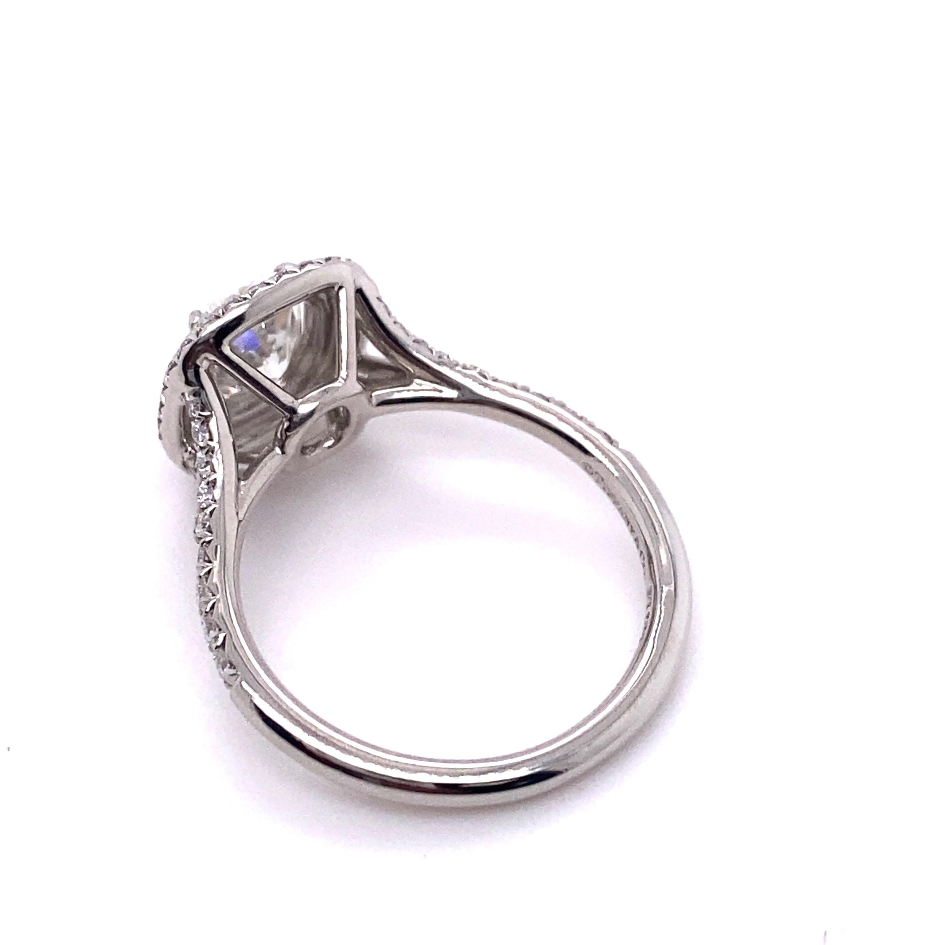 Tiffany & Co Cushion Diamond Double Halo Soleste 1.63 Tcw Engagement Ring Plat 5