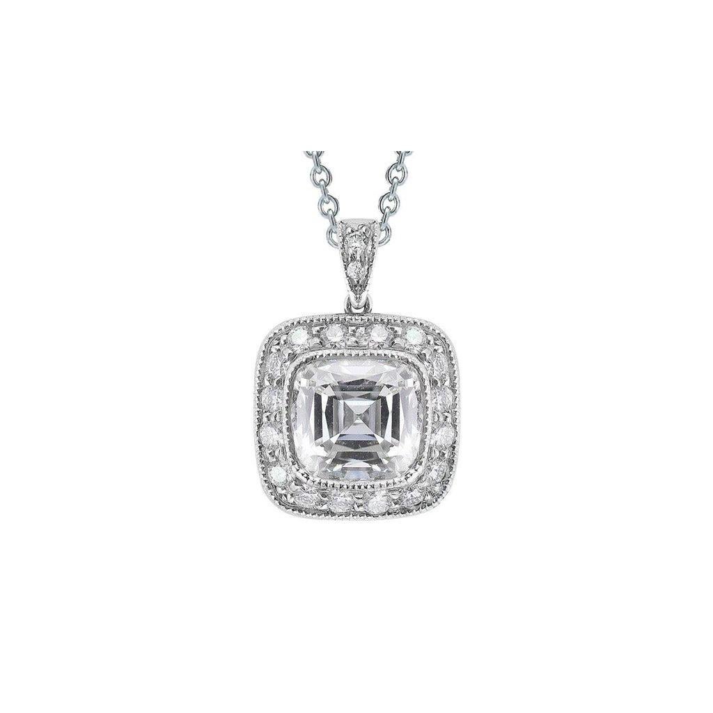 Tiffany & Co. Cushion Modified Brilliant Cut Diamond Pendant In Excellent Condition For Sale In La Jolla, CA