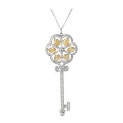 Tiffany & Co. Custom Made Fancy Yellow Diamond Key Pendant in 18Kt Gold 4.14 CTW