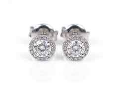 Tiffany & Co. D Color Internally Flawless Halo Stud Earrings in Platinum