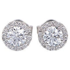 Tiffany & Co. D Color Internally Flawless Halo Stud Earrings in Platinum