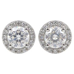 Tiffany & Co. D Color Internally Flawless Halo Stud Earrings in Platinum