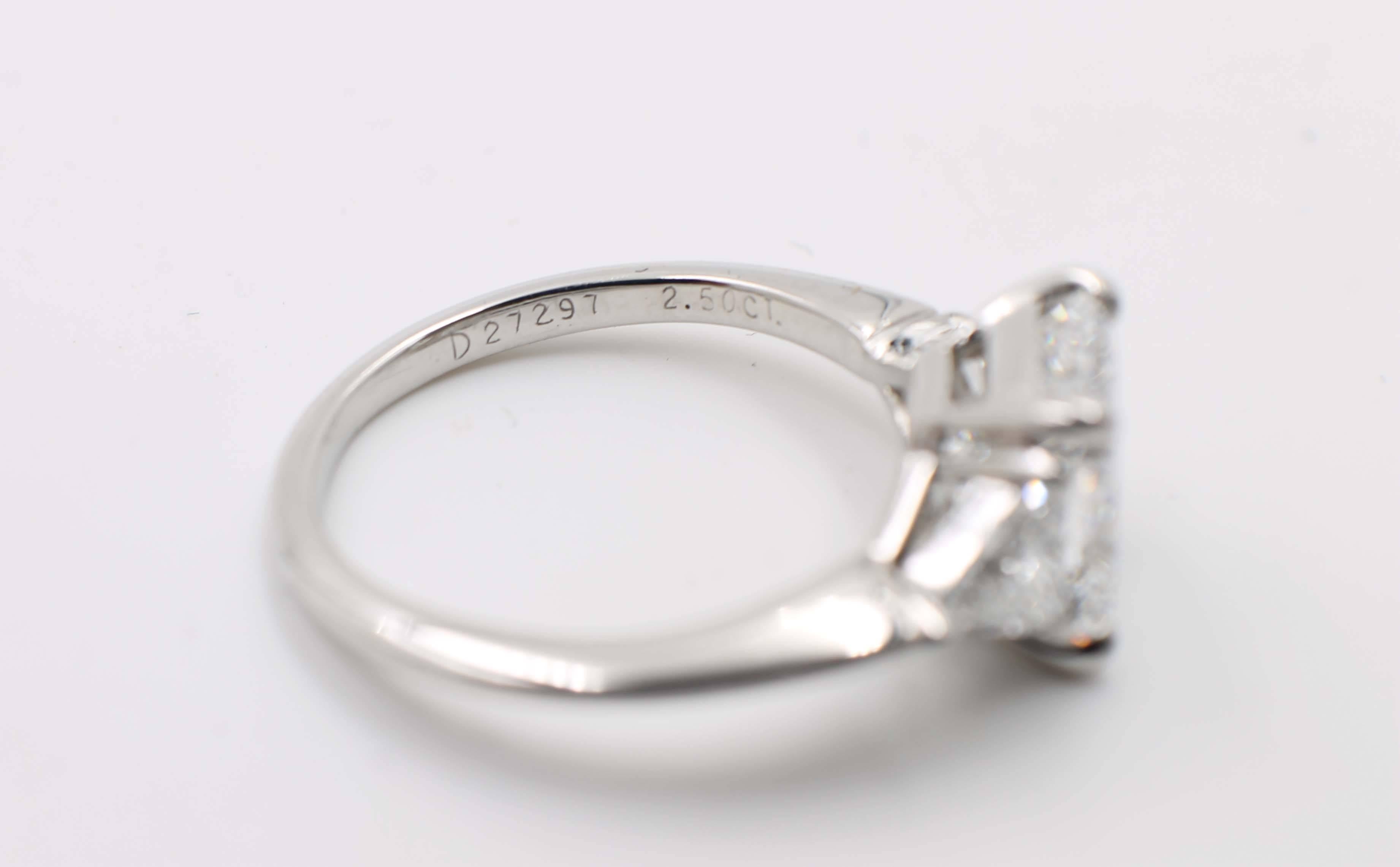 Tiffany & Co. D VS1 2.50 Radiant Cut Platinum Diamond Engagement Ring 3.03 TCW 1