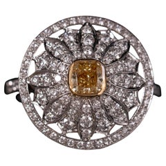Tiffany 
Co. Daisy Cushion Yellow Diamond Flower Cocktail Ring Platin Gold