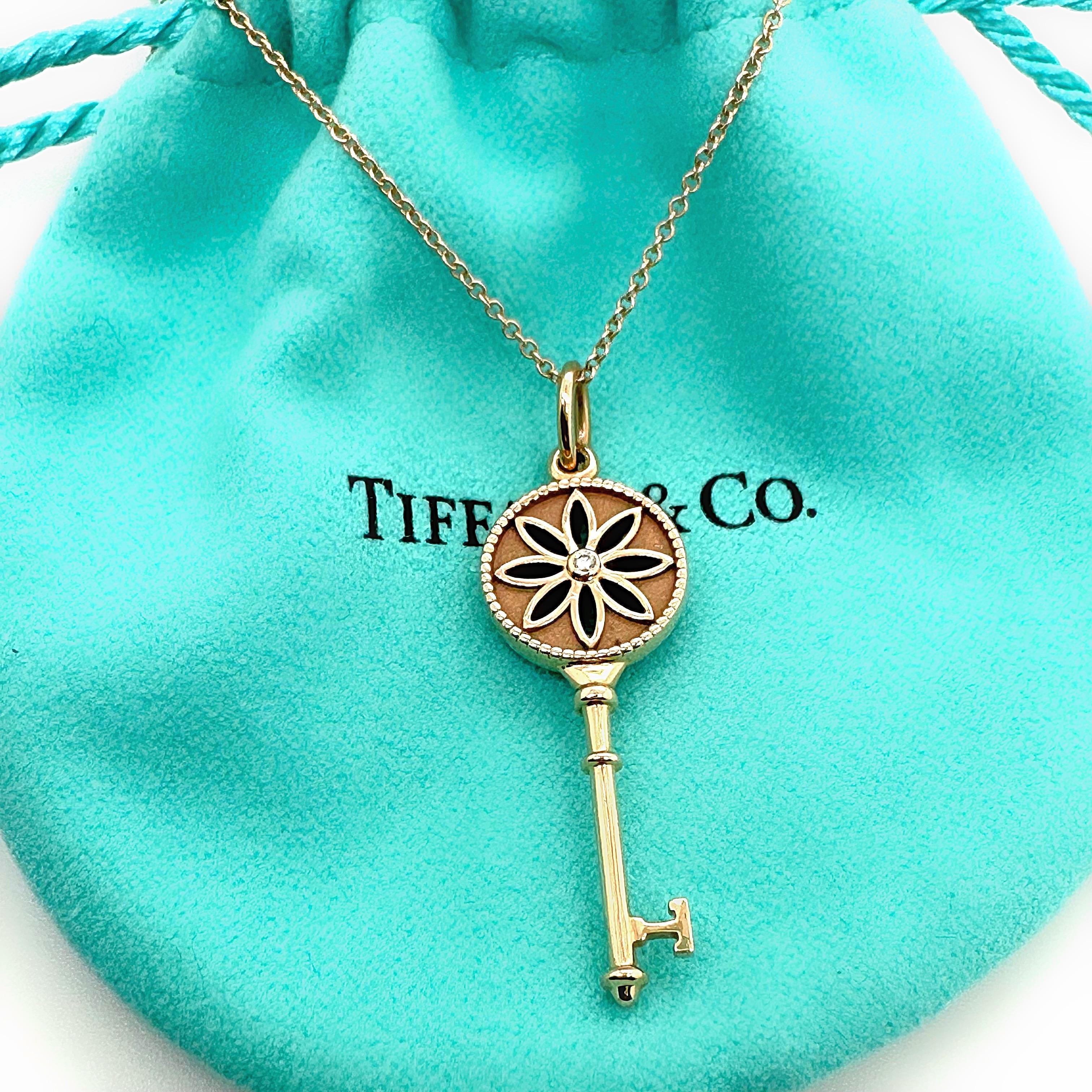tiffany rose gold key necklace