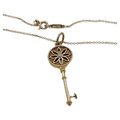 Vintage Tiffany & Co. Daisy Key Diamond Pendant Necklace 18kt Rose Gold