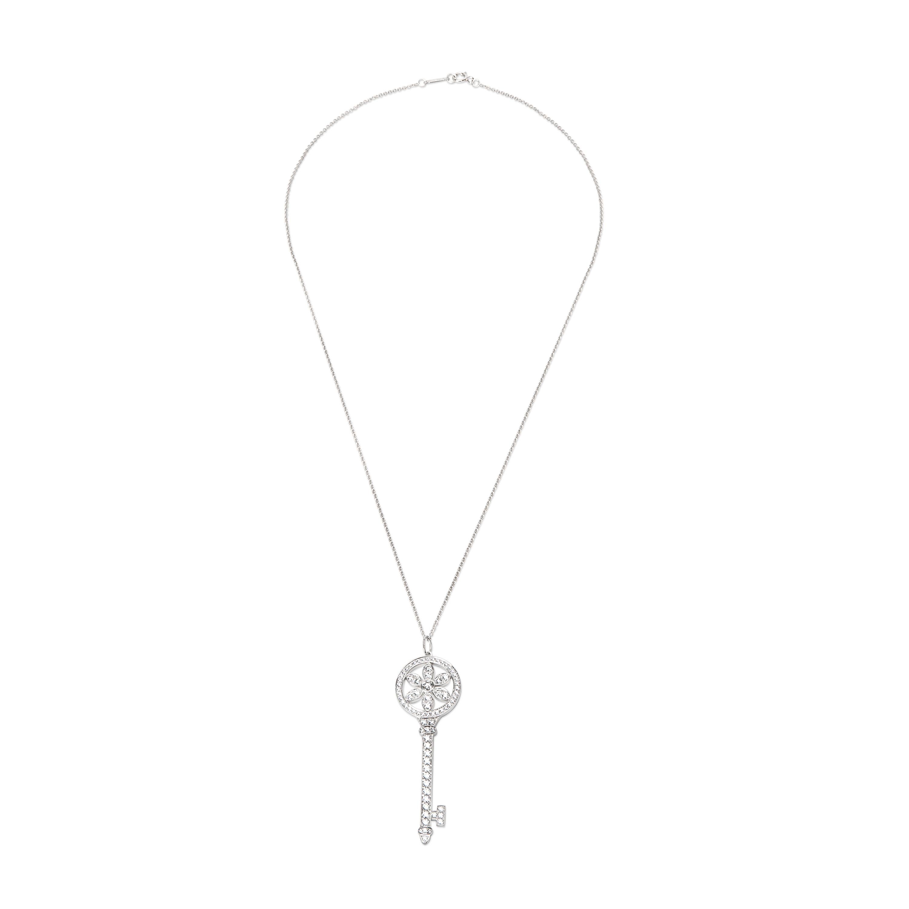 Round Cut Tiffany & Co. Daisy Key Necklace in Platinum 0.99 Carat