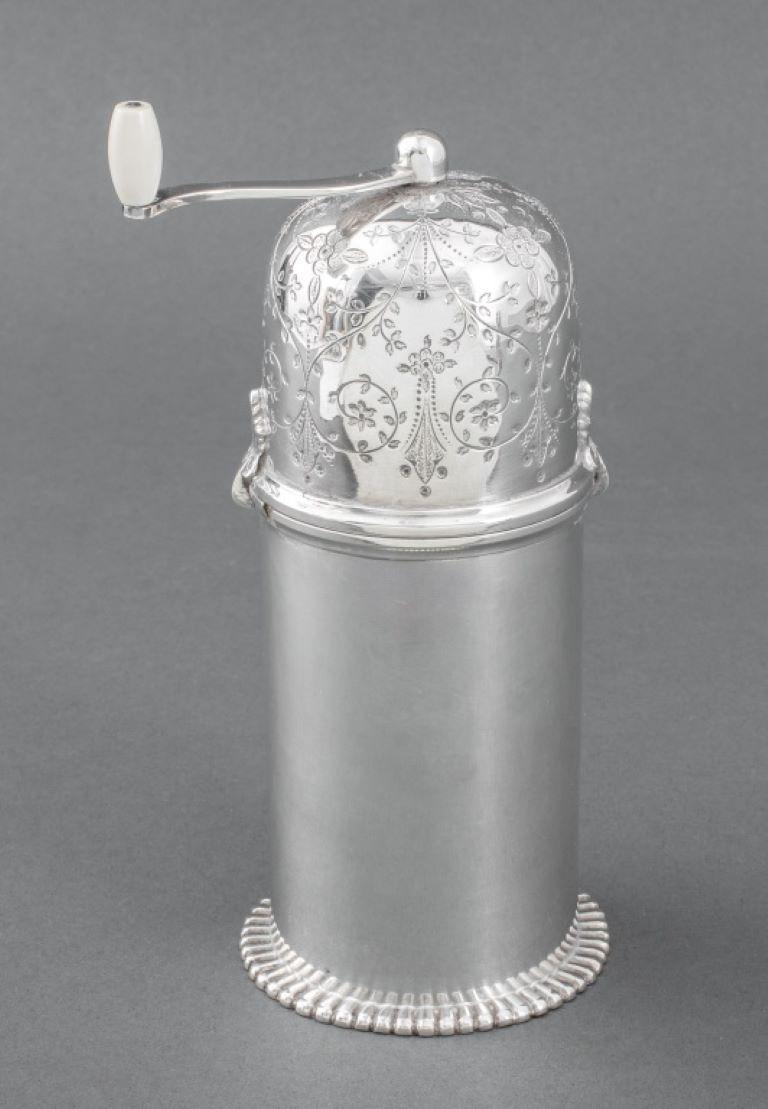 Tiffany & Co. Danish sterling silver table salt shaker and pepper mill, each struck to underside 