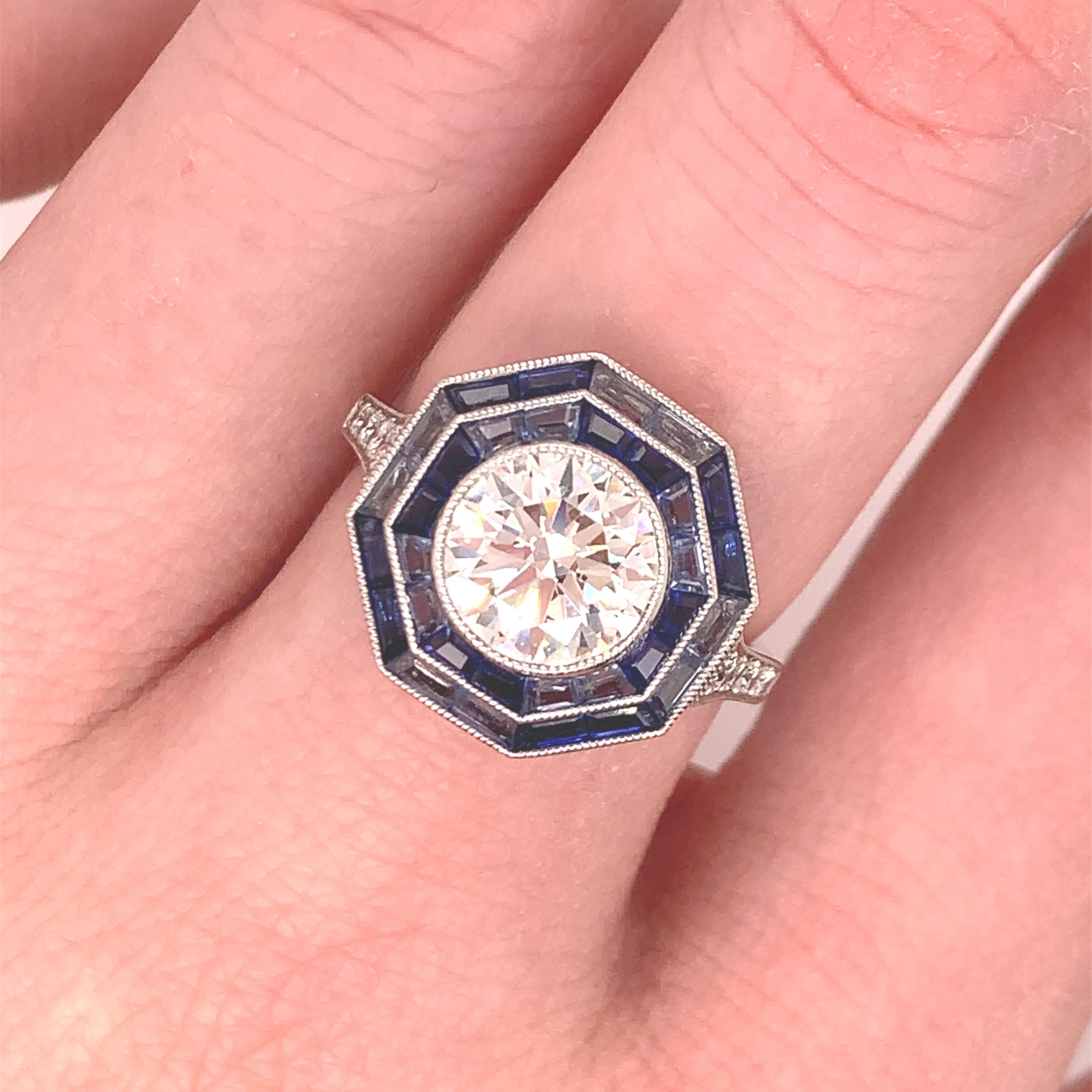 Tiffany & Co. Deco Revival Sapphire Diamond Octagonal Ring 1
