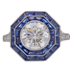 Tiffany & Co. Deco Revival Sapphire Diamond Octagonal Ring