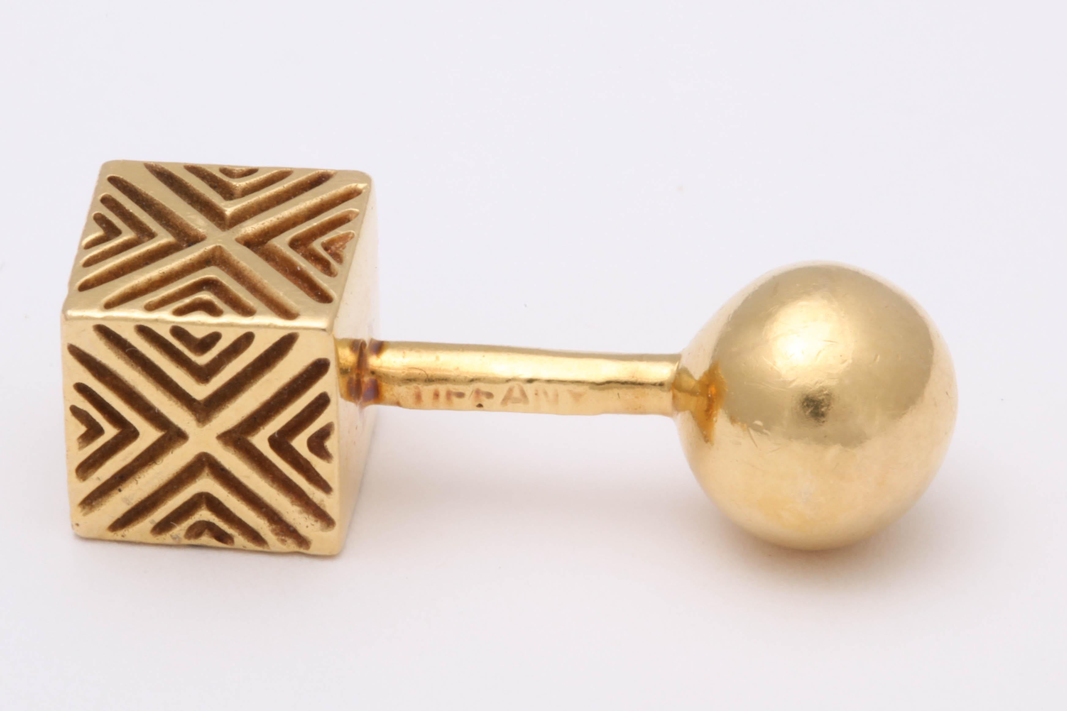 Tiffany & Co. Decorated Cube and Ball Cuff Links In Excellent Condition In New York, NY