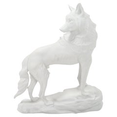 Dekorative Wolf-Skulptur aus Porzellan von Tiffany & Co., frühes 20. Jahrhundert 