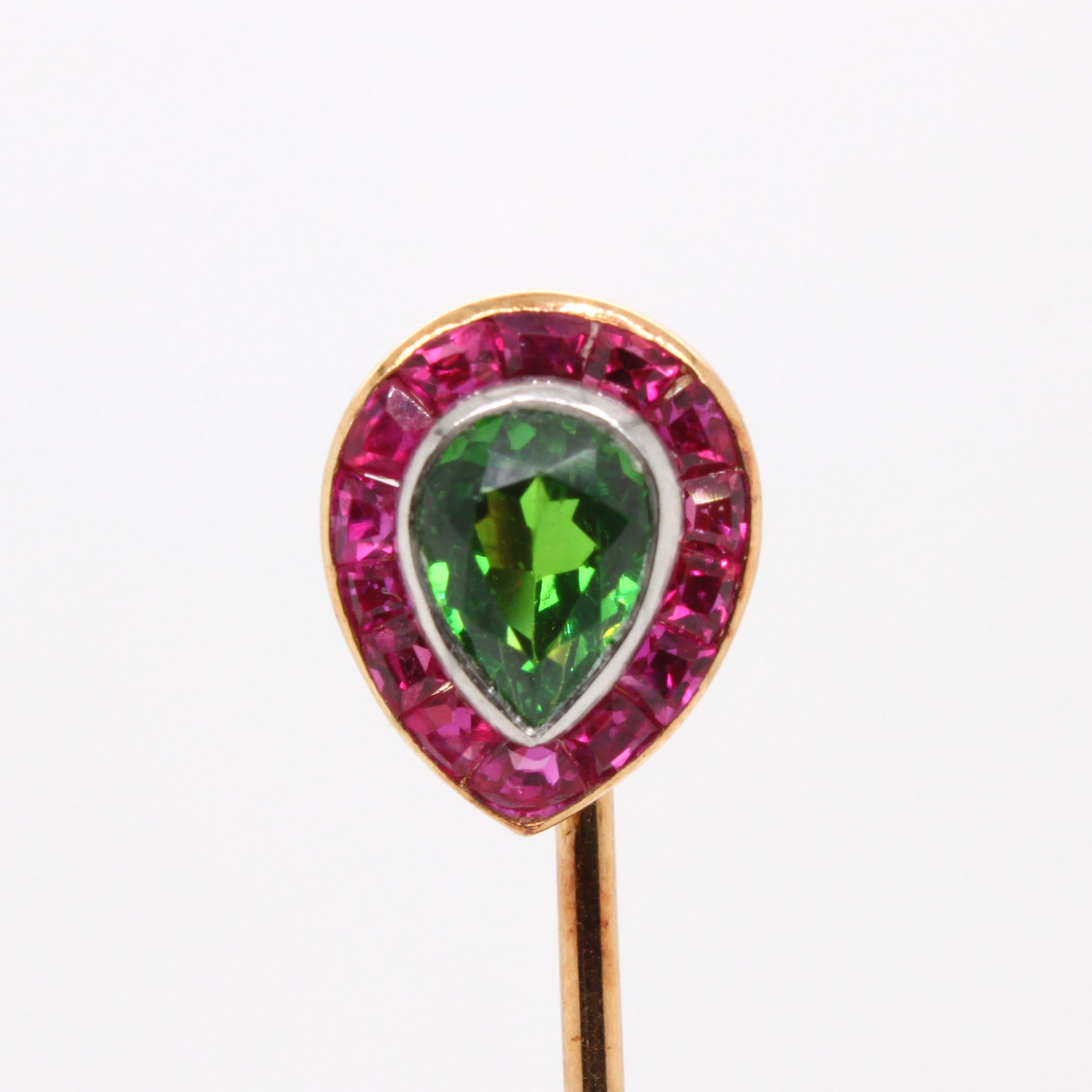 Retro Tiffany & Co. Demantoid Ruby Stick Pin