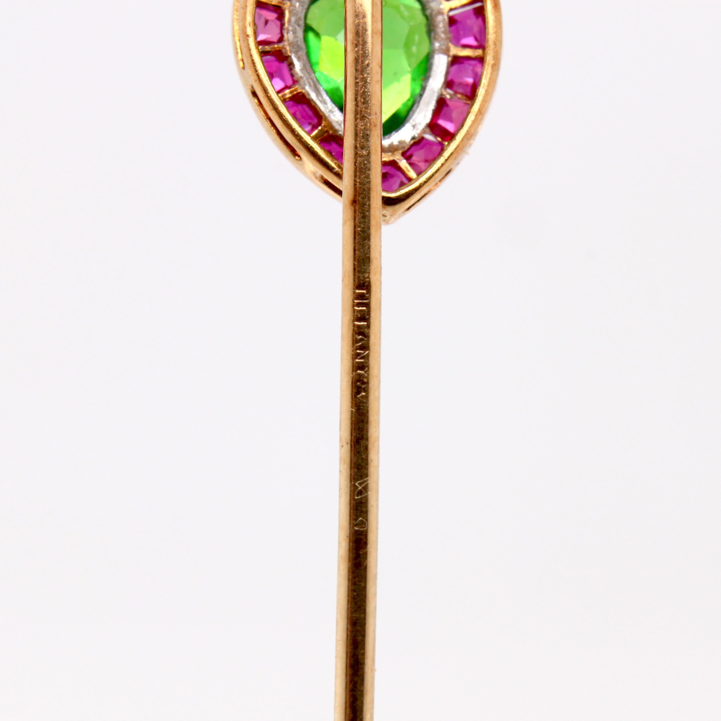 Pear Cut Tiffany & Co. Demantoid Ruby Stick Pin