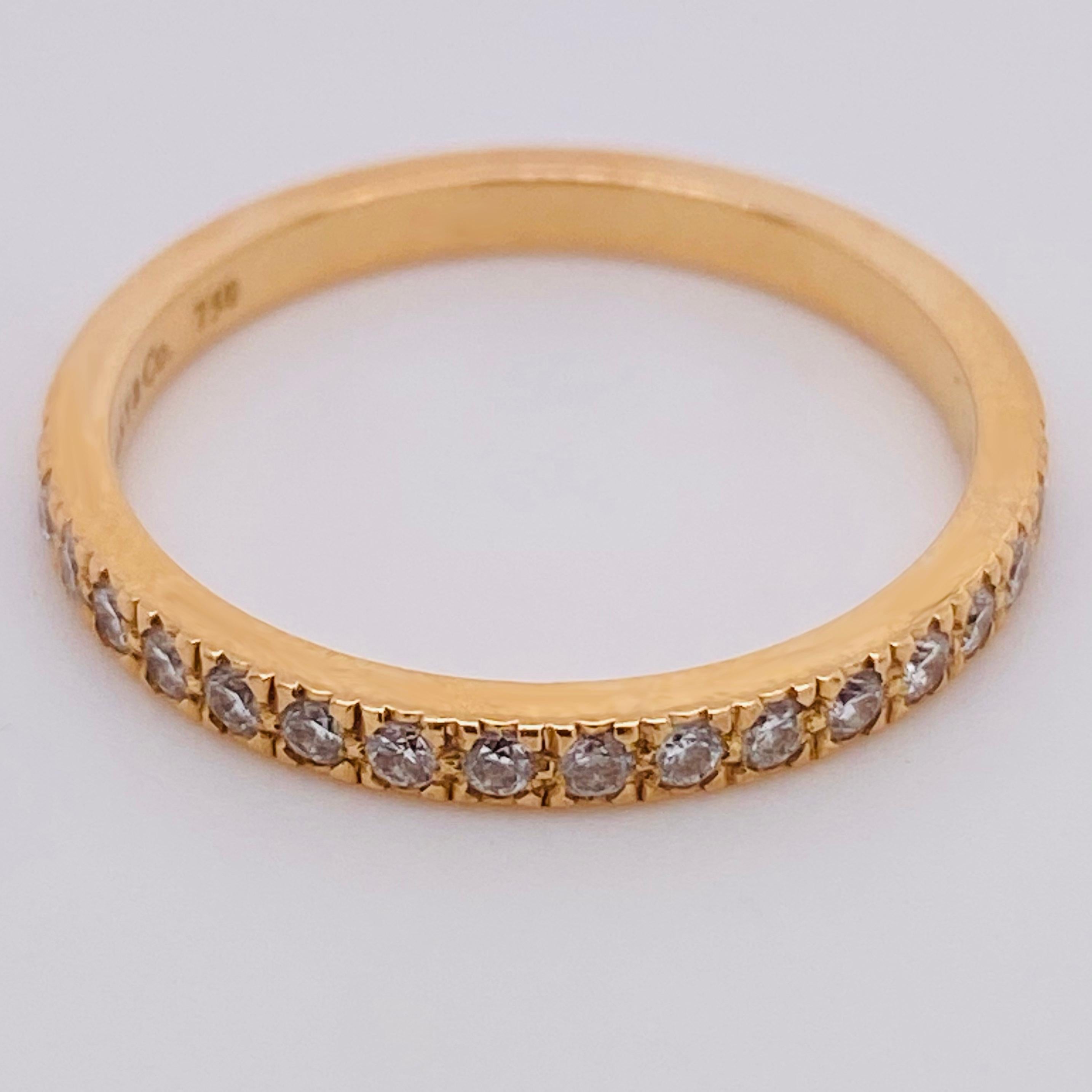 Round Cut Tiffany & Co. Diamond 18 Karat Gold Band, Rose Gold Tiffany & Co. Ring .30 Carat