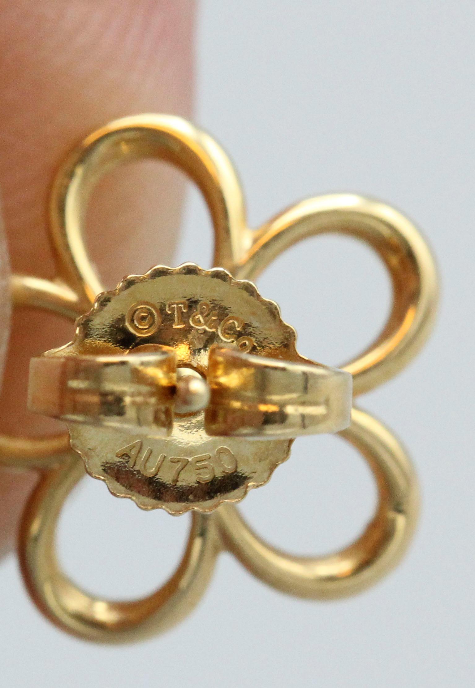 Tiffany & Co. Diamant 18 Karat Gold Offene Blumenohrringe Damen