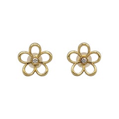 Tiffany & Co. Diamond 18 Karat Gold Open Flower Earrings