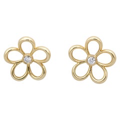 Tiffany & Co. Diamond 18 Karat Gold Open Flower Earrings