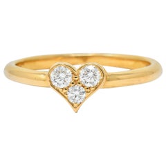 Vintage Tiffany & Co. Diamond 18 Karat Gold Tiffany Hearts Stacking Ring