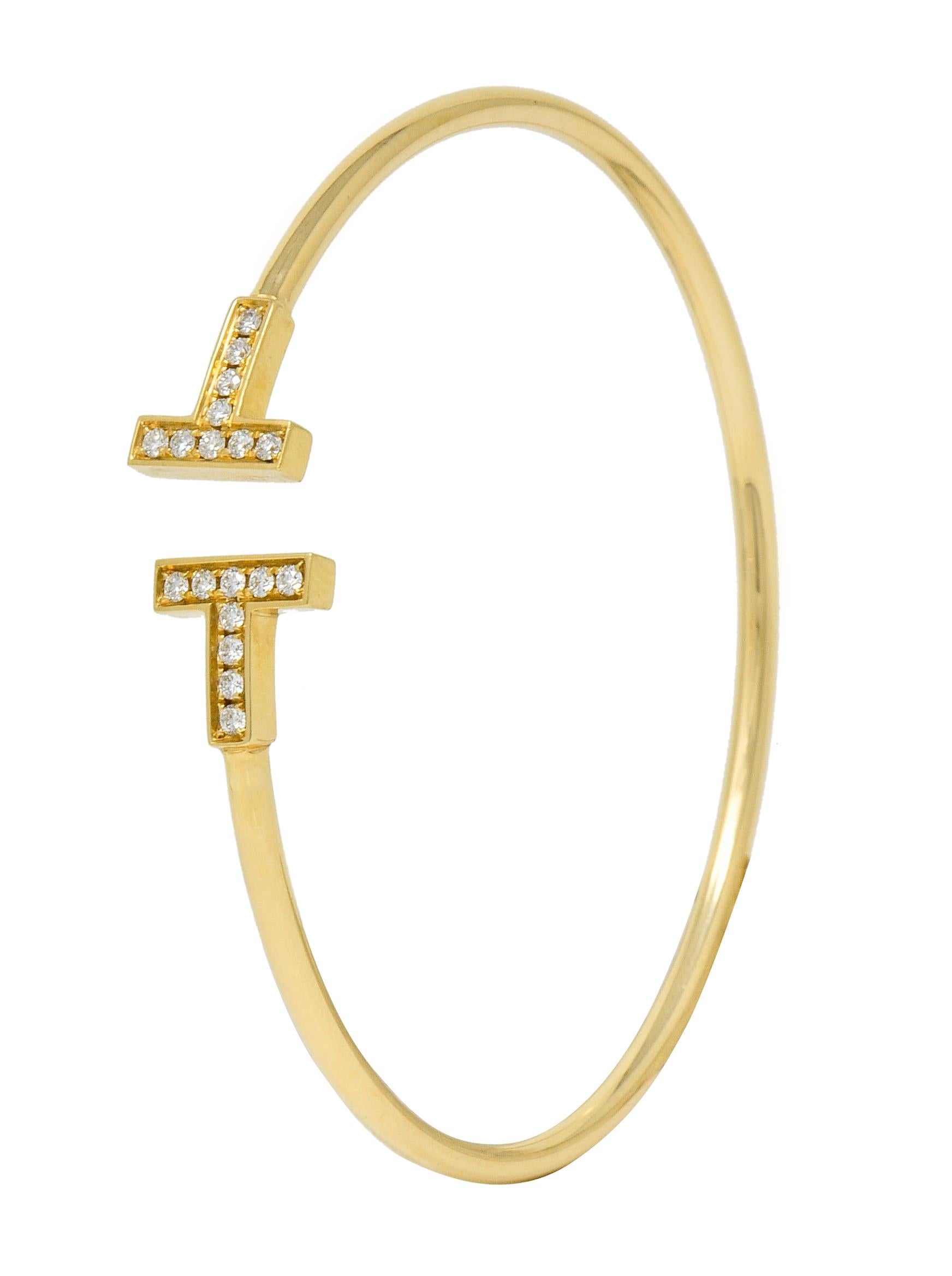 Tiffany & Co. Diamond 18 Karat Gold Tiffany & Co. T Flexible Cuff Bracelet 4