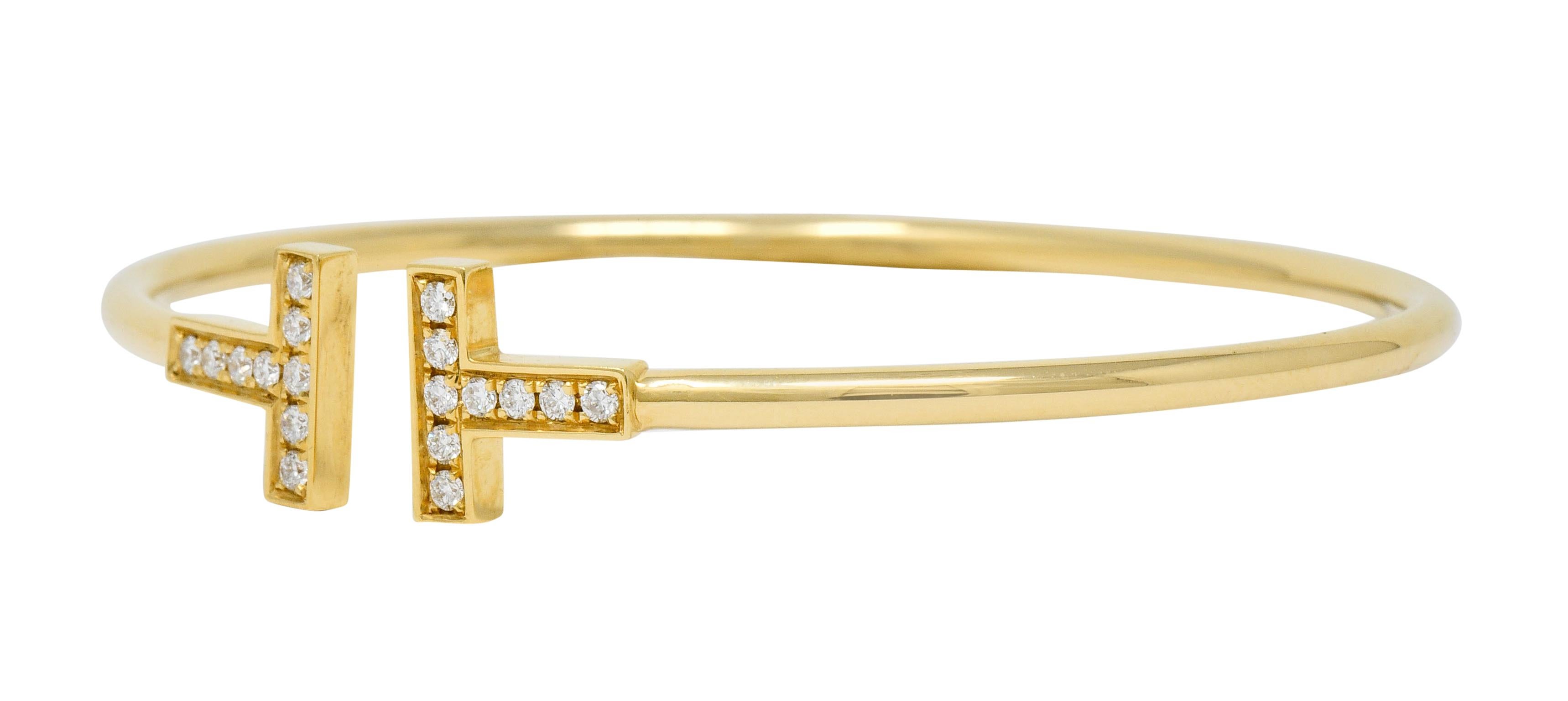 Tiffany & Co. Diamond 18 Karat Gold Tiffany & Co. T Flexible Cuff Bracelet 1