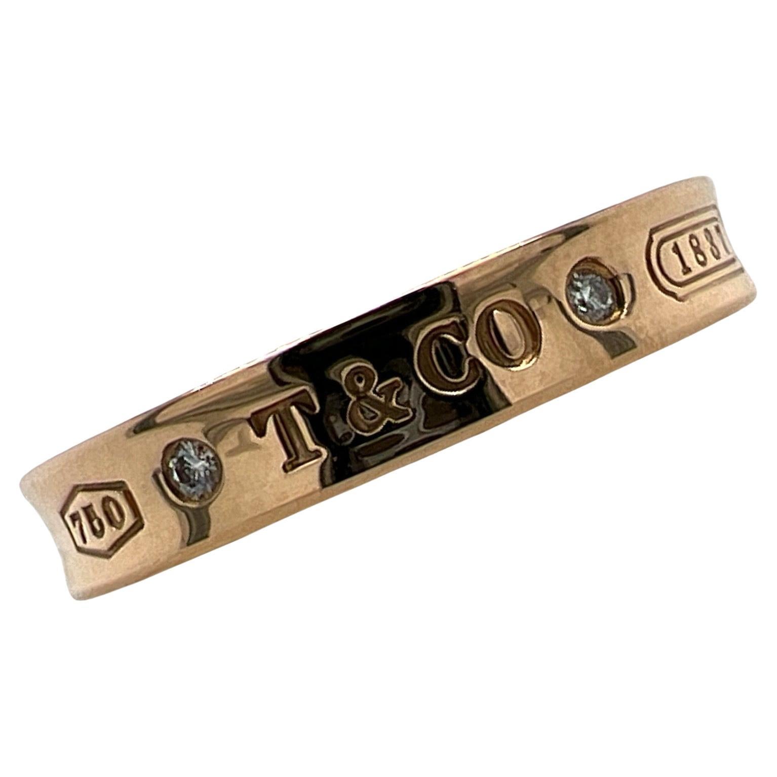 Tiffany & Co. Diamond 18 Karat Rose Gold 1837 Band Ring
