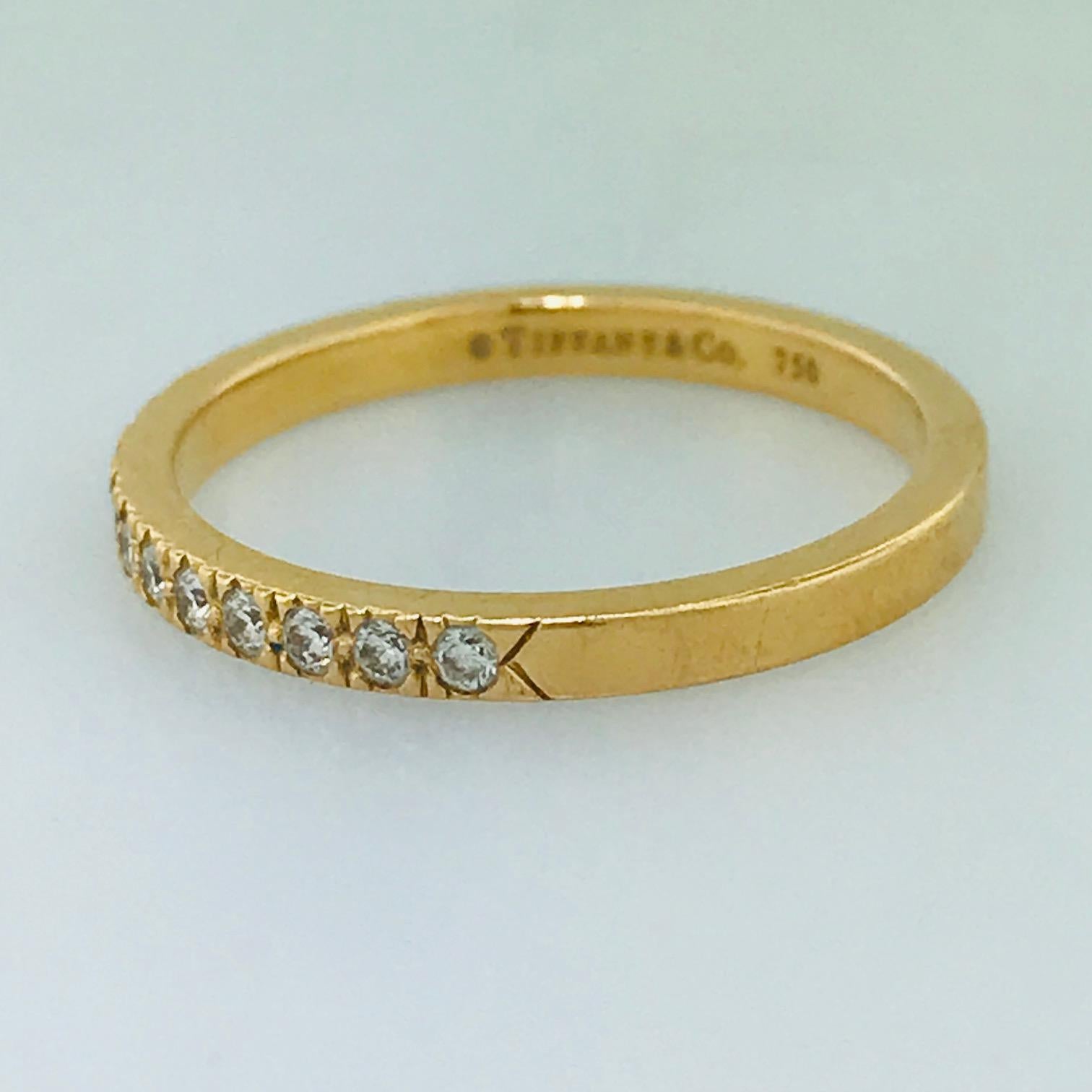 Tiffany Wedding Band 18k Rose Gold Tiffany & Co. Ring, .30 carat diamond weight 1